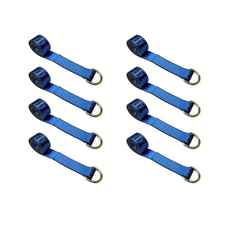 Tie 4 Safe 2" x 10' Lasso Strap w/ D Ring Auto Tie Down Wheel Lift Tow Truck Trailer Blue, 8PK TWS21-510-W27-BU-C-8